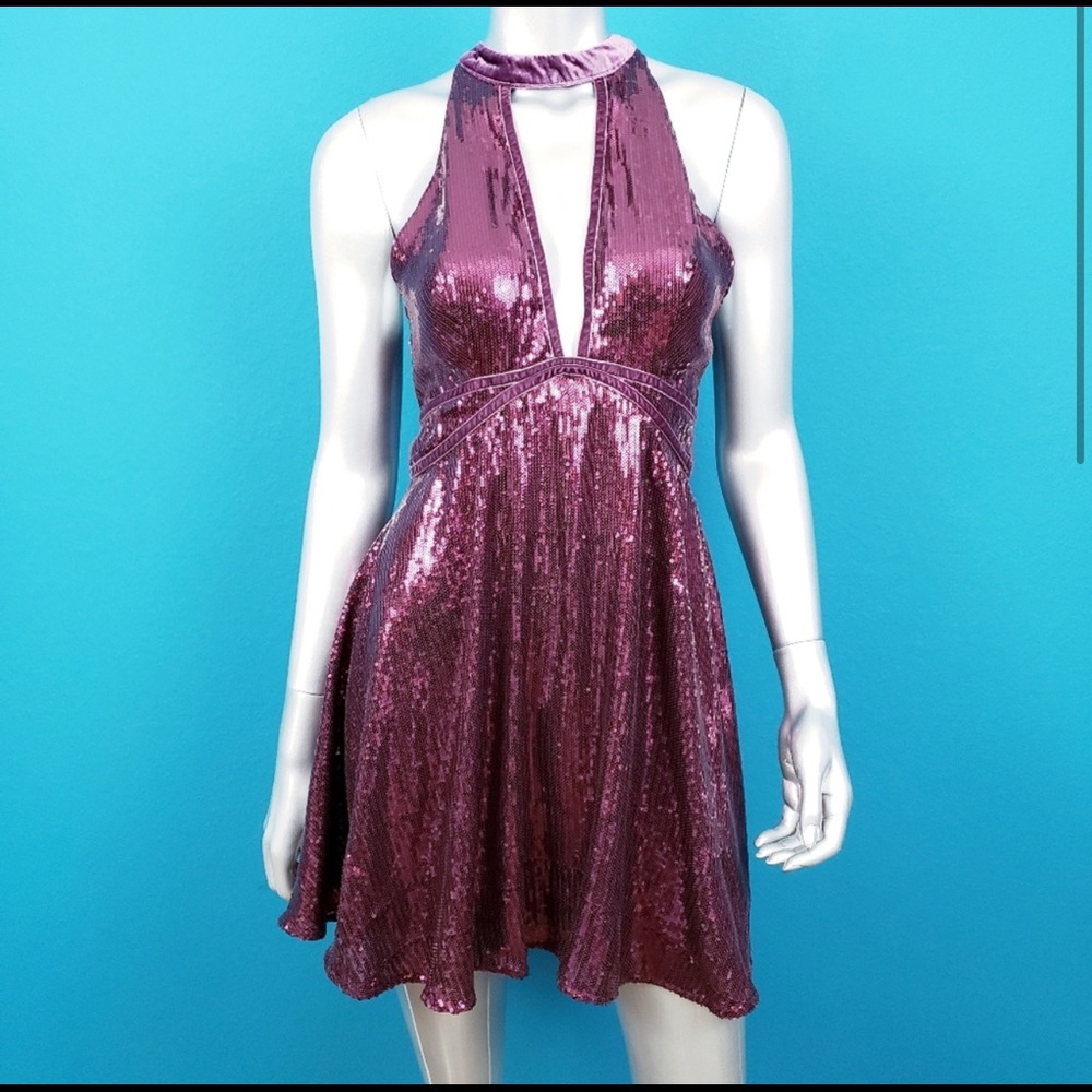 FREE PEOPLE Film Noir Sequin Mini Dress // NWOT